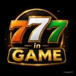 777in Game logo with golden 777 numbers and premium dark background gaming design
